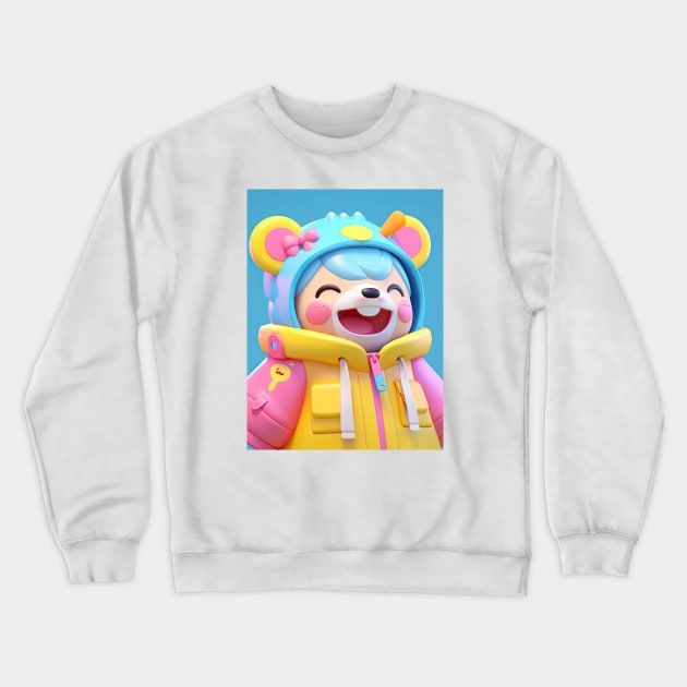 AKBLM - GANGSTA BOSS KASHIRA 頭 KUMA | KAWAII HAPPY 3D ANIME MASCOT Crewneck Sweatshirt by AKBLM